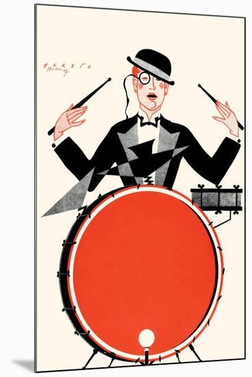 Deco Drummer-null-Mounted Art Print