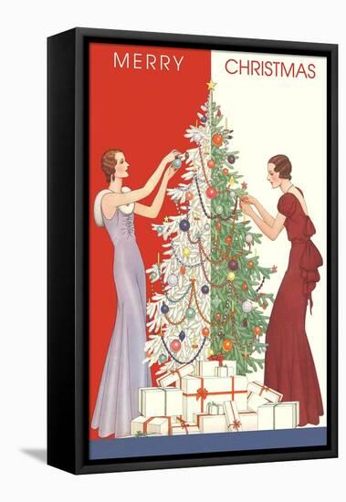 Deco Merry Christmas with Tree and Presents-null-Framed Stretched Canvas