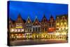 Decorated and Illuminated Market Square in Bruges, Belgium-NejroN Photo-Stretched Canvas