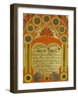 Decorated Birth and Baptism Record, Lancaster County, Pennsylvania, c.1824-Samuel Bentz-Framed Giclee Print