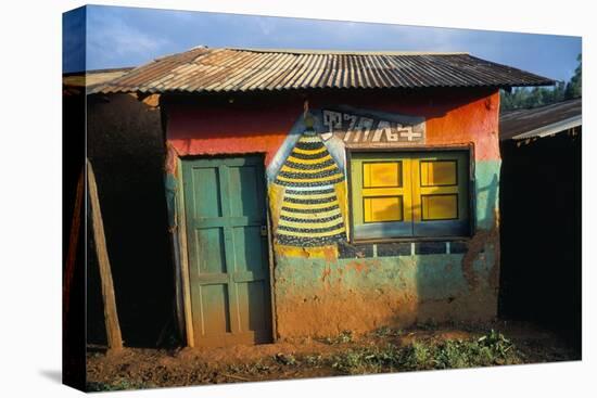 Decorated Building in the Village of Goulisoo, Oromo Area, Welega State, Ethiopia, Africa-Bruno Barbier-Stretched Canvas
