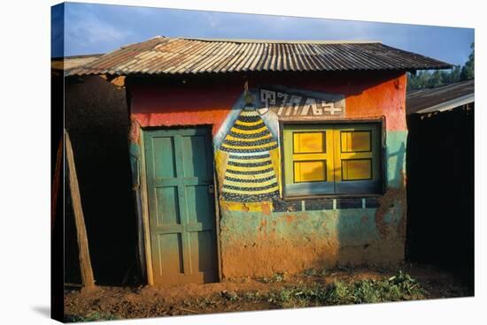 Decorated Building in the Village of Goulisoo, Oromo Area, Welega State, Ethiopia, Africa-Bruno Barbier-Stretched Canvas
