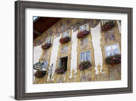 Decorated Buildings, Mittenwald, Bavaria (Bayern), Germany-Gary Cook-Framed Photographic Print