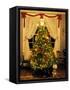 Decorated Christmas Tree Displays in Window, Oregon, USA-Steve Terrill-Framed Stretched Canvas