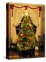 Decorated Christmas Tree Displays in Window, Oregon, USA-Steve Terrill-Stretched Canvas