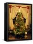 Decorated Christmas Tree Displays in Window, Oregon, USA-Steve Terrill-Framed Stretched Canvas