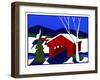 Decorated Christmas Tree Next to Covered Bridge-Crockett Collection-Framed Giclee Print
