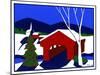 Decorated Christmas Tree Next to Covered Bridge-Crockett Collection-Mounted Giclee Print