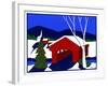 Decorated Christmas Tree Next to Covered Bridge-Crockett Collection-Framed Giclee Print