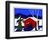 Decorated Christmas Tree Next to Covered Bridge-Crockett Collection-Framed Giclee Print