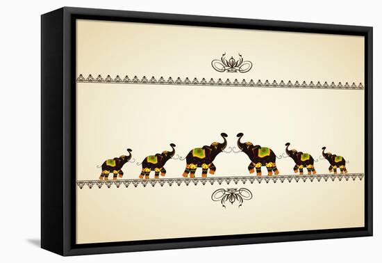 Decorated Elephant Showing Indian Culture-stockshoppe-Framed Stretched Canvas