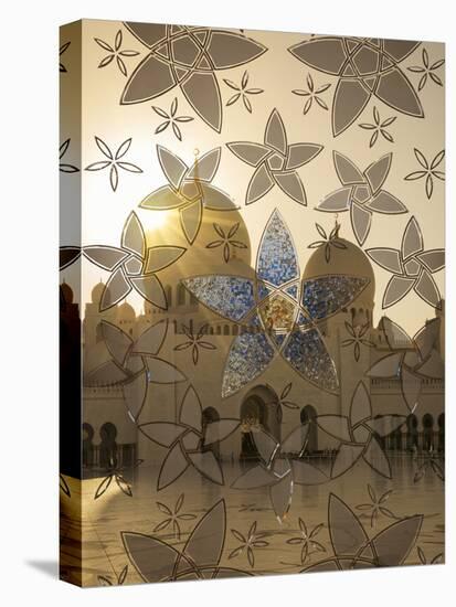 Decorated Glass Door in Sheikh Zayed Grand Mosque, Abu Dhabi, United Arab Emirates, Middle East-Angelo Cavalli-Stretched Canvas