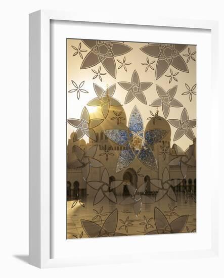 Decorated Glass Door in Sheikh Zayed Grand Mosque, Abu Dhabi, United Arab Emirates, Middle East-Angelo Cavalli-Framed Photographic Print