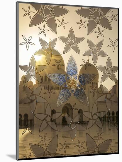 Decorated Glass Door in Sheikh Zayed Grand Mosque, Abu Dhabi, United Arab Emirates, Middle East-Angelo Cavalli-Mounted Photographic Print