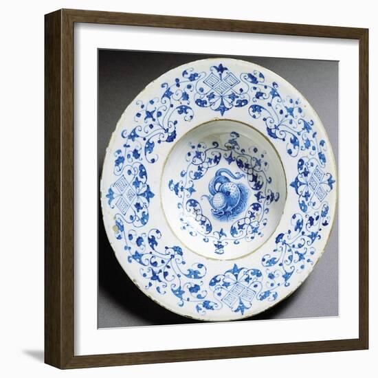 Decorated Plate Ceramic, Cafaggiolo Manufacture, Tuscany, Italy, Ca 1530-null-Framed Giclee Print