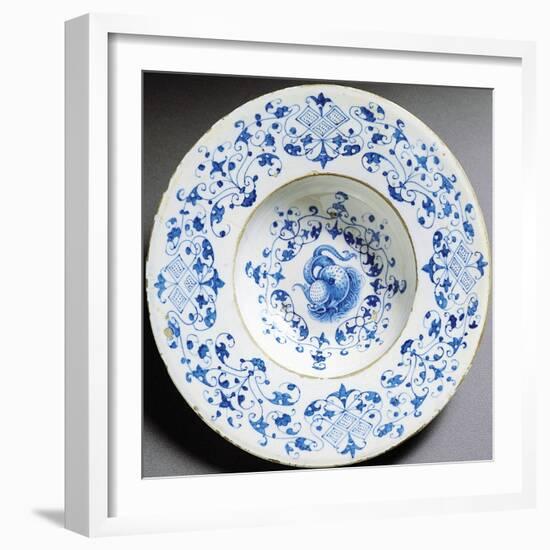 Decorated Plate Ceramic, Cafaggiolo Manufacture, Tuscany, Italy, Ca 1530-null-Framed Giclee Print