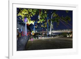 Decorated Tree of a Couple in Love in Front of Holbeinsteg, Footbridge, Frankfurt on the Main-Axel Schmies-Framed Photographic Print