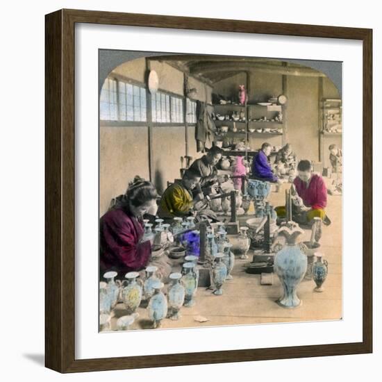 Decorating Awata Porcelain Ware in the Famous Kinkosan Works, Kyoto, Japan, 1904-Underwood & Underwood-Framed Giclee Print