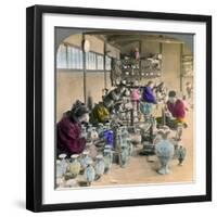 Decorating Awata Porcelain Ware in the Famous Kinkosan Works, Kyoto, Japan, 1904-Underwood & Underwood-Framed Giclee Print