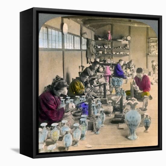 Decorating Awata Porcelain Ware in the Famous Kinkosan Works, Kyoto, Japan, 1904-Underwood & Underwood-Framed Stretched Canvas