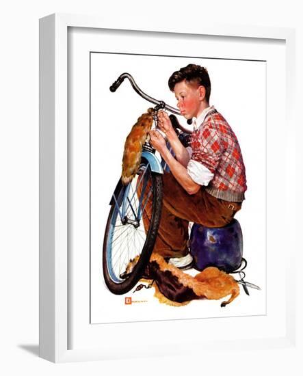 "Decorating His Bike,"March 20, 1937-Douglas Crockwell-Framed Giclee Print