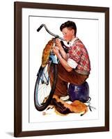 "Decorating His Bike,"March 20, 1937-Douglas Crockwell-Framed Giclee Print