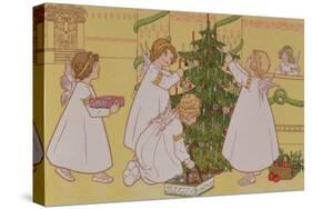 Decorating the Christmas Tree, Victorian Postcard-null-Stretched Canvas