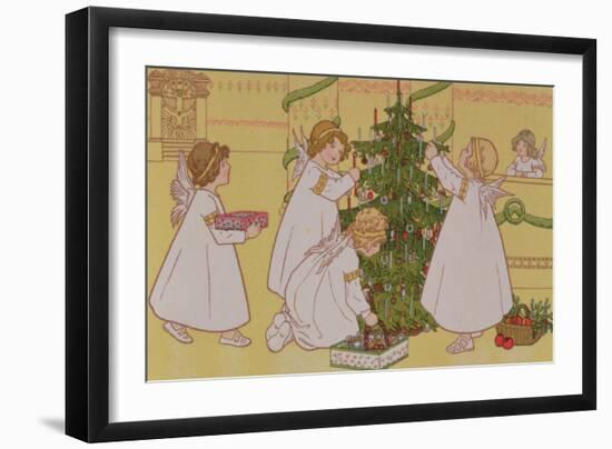 Decorating the Christmas Tree, Victorian Postcard-null-Framed Giclee Print