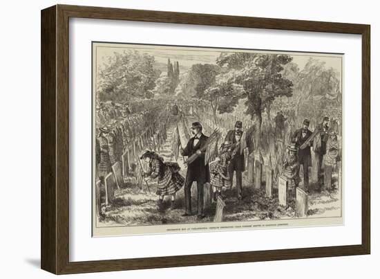 Decoration Day at Philadelphia, Orphans Decorating their Fathers' Graves in Glenwood Cemetery-null-Framed Giclee Print