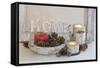 Decoration, White, Window Frame, Candles, Apple, Cone-Andrea Haase-Framed Stretched Canvas