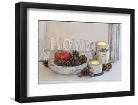 Decoration, White, Window Frame, Candles, Apple, Cone-Andrea Haase-Framed Photographic Print