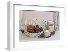 Decoration, White, Window Frame, Candles, Apple, Cone-Andrea Haase-Framed Photographic Print