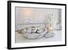 Decoration, White, Window Frame, Lettering, Relax, Lantern, Candle, Bowl, Stones, Starfish-Andrea Haase-Framed Photographic Print