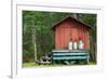 Decoration with Milk Canisters in Front of Small Barn in Finnish Lapland.-Claudine Van Massenhove-Framed Photographic Print