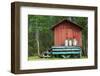 Decoration with Milk Canisters in Front of Small Barn in Finnish Lapland.-Claudine Van Massenhove-Framed Photographic Print