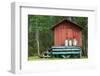 Decoration with Milk Canisters in Front of Small Barn in Finnish Lapland.-Claudine Van Massenhove-Framed Photographic Print