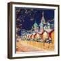 Decorations for New Year and Holidays. Christmas Balls on Tree Branches near to St. Basil's Cathedr-Mikhail St-Framed Photographic Print