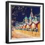 Decorations for New Year and Holidays. Christmas Balls on Tree Branches near to St. Basil's Cathedr-Mikhail St-Framed Photographic Print