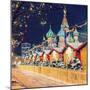 Decorations for New Year and Holidays. Christmas Balls on Tree Branches near to St. Basil's Cathedr-Mikhail St-Mounted Photographic Print