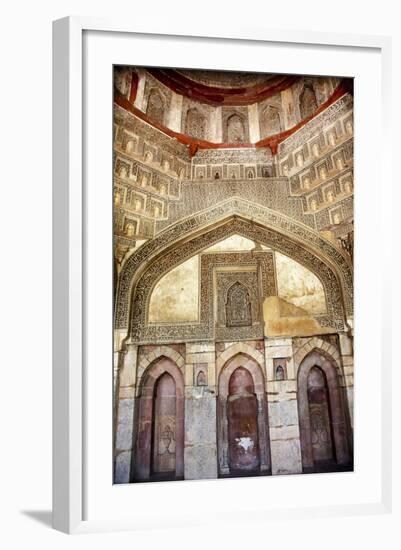 Decorations Inside Ancient Sheesh Shish Gumbad Tomb Lodi Gardens, New Delhi, India-William Perry-Framed Photographic Print