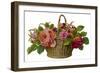 Decorative Arrangement of Roses in Wicker Basket-null-Framed Art Print