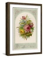 Decorative Arrangement of Roses with Other Flowers-null-Framed Art Print