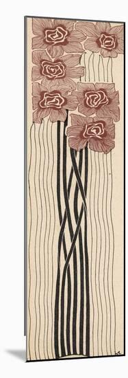 Decorative Art Nouveau Motif of Long-Stemmed Flowers in Brown and Black-Erich Kleinhempel-Mounted Premium Photographic Print