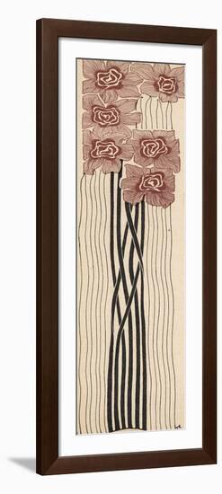 Decorative Art Nouveau Motif of Long-Stemmed Flowers in Brown and Black-Erich Kleinhempel-Framed Photographic Print