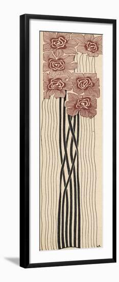 Decorative Art Nouveau Motif of Long-Stemmed Flowers in Brown and Black-Erich Kleinhempel-Framed Photographic Print