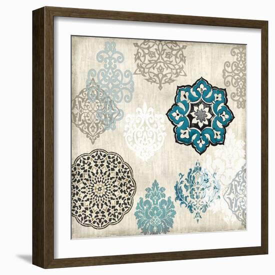 Decorative Blue Ornaments I-Ellie Roberts-Framed Art Print