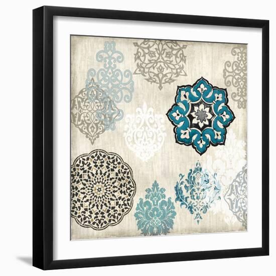 Decorative Blue Ornaments I-Ellie Roberts-Framed Art Print