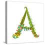 Decorative Botanical Elegant Alphabet Letter A.-Popmarleo-Stretched Canvas