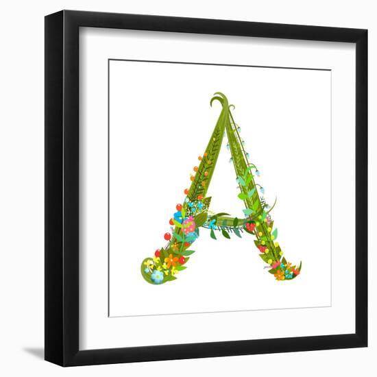 Decorative Botanical Elegant Alphabet Letter A.-Popmarleo-Framed Art Print