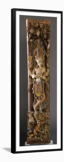 Decorative Bracket from Roof of Temple, Colored Wood, Nepal-null-Framed Giclee Print